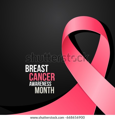 Ribbon breast cancer awareness month, October. Vector illustration