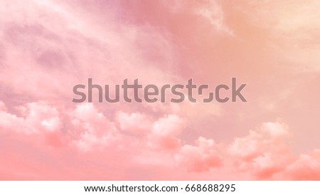 Bright pink sky and white cloud. Can be used image background for love concept.