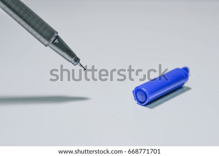 blue pen close up