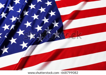 Beautifully waving star and striped United States of America flag.Studio shot