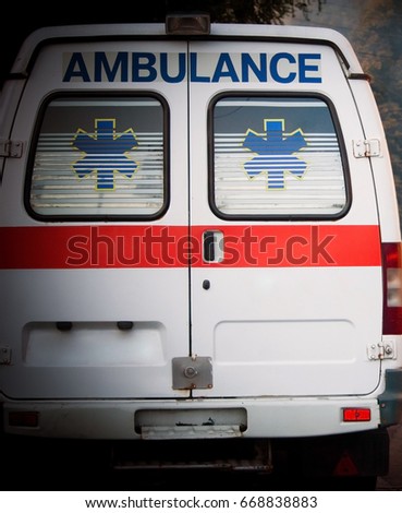 Ambulance car back view