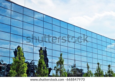 Modern building.Modern office building with facade of glass