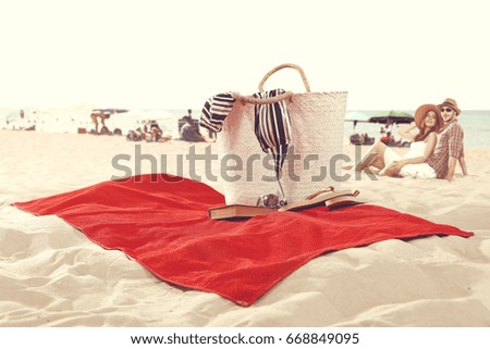 free space on towel and beach 