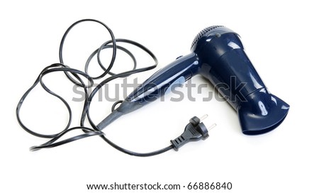 Old hair dryer on a white background