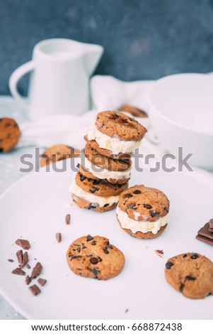 Homemade Chocolate chip ice cream cookies