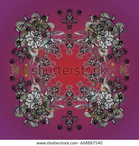 Digital hand drawn of element in the clean, whimsical and modern surface pattern on colors background. Vector snowflakes and christmas winter pattern.