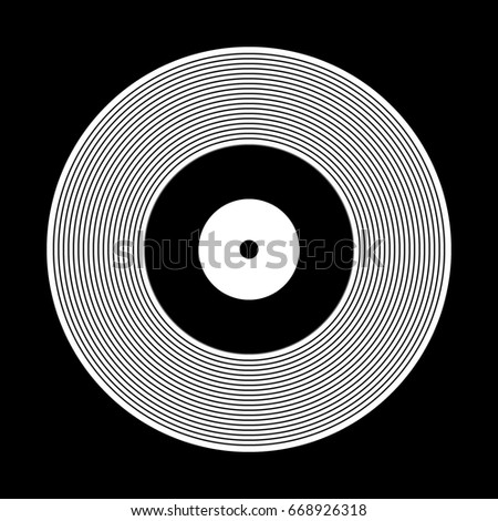 Vinyl record icon on black background. Vector illustration.