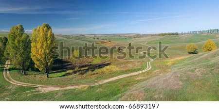 panorama of scenic roads in the mountains on a clear day in autumn