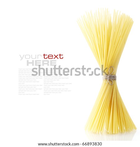Close up of Spaghetti isolated on white background (with space for text)