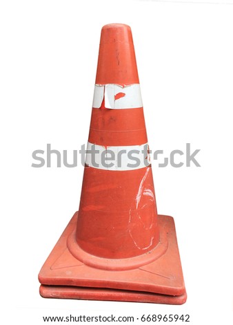 2 stack of used orange traffic cones