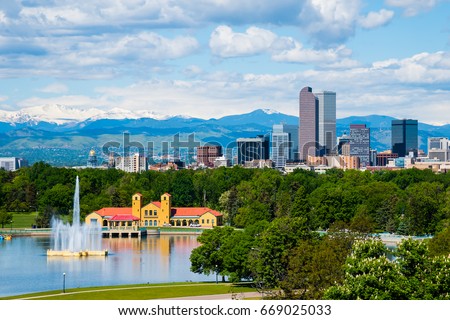 Denver Colorado downtown with City Park Royalty-Free Stock Photo #669025033