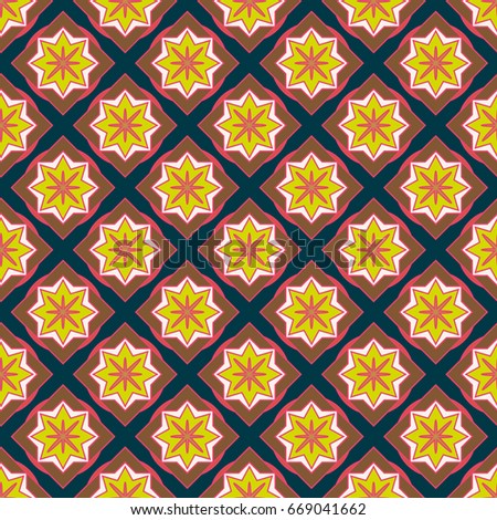 New simple abstract geometric seamless pattern with flower for background. Geometric backdrop with flower silhouette.