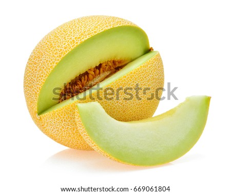 cantaloupe melon isolated on white Royalty-Free Stock Photo #669061804