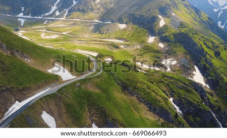 Aerial photo of a high alpine road (Transfagarasan - Romania)