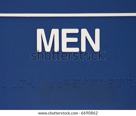 Blue men sign with braille.