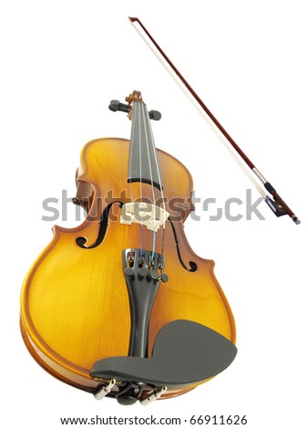 violins and a fiddlestick under the white background