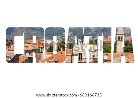 Croatia text sign - country name word photo silhouette.