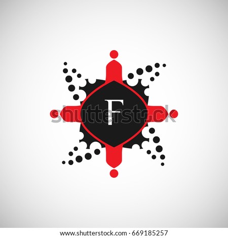 People logo with letter F design in red and black color. Vector icon illustration for business branding and identity.