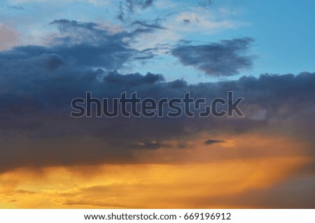 Sky and storm clouds for background. Sunset