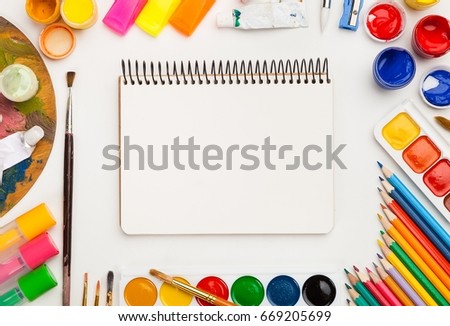 Colorful drawing supplies.