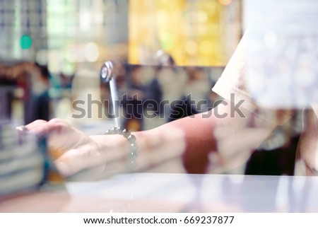 Abstract image of working time, double exposure