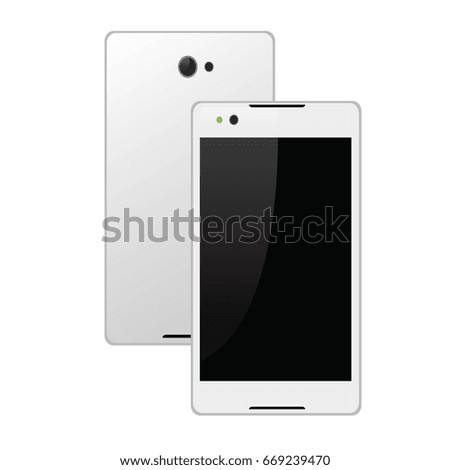 Comunication and it concept - White smartphone vector illustration isolated on white background and copyspac