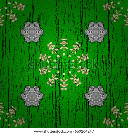 White green and white floral ornament in baroque style. Damask background. White element on green background. Floral wallpaper.