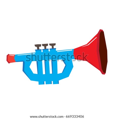 Isolated geometric trumpet toy on a white background, Vector illustration
