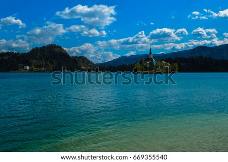 Stunning view of the beautiful Lake Bled, Slovenia