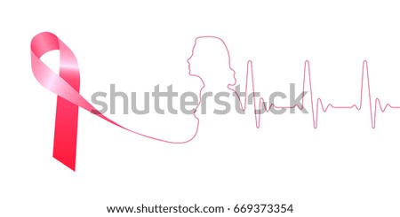 Isolated pink ribbon, Breast cancer campaign, Vector illustration