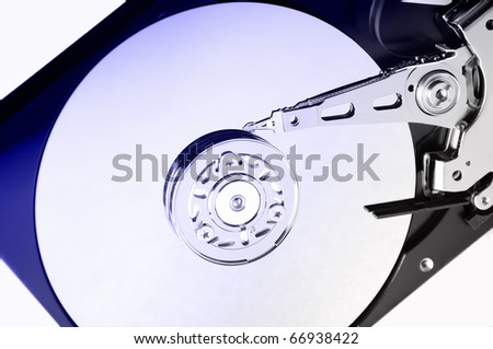Computer hard disk on a white background. The disc is assembled.