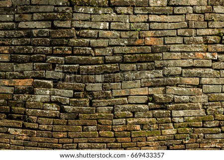 Red old brick wall texture and background patterns, The wall collapsed