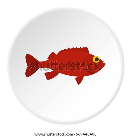 Red betta fish icon in flat circle isolated on white background vector illustration for web