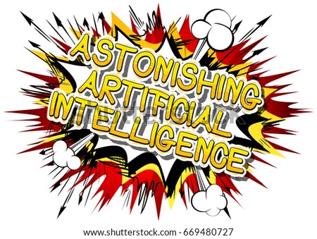 Astonishing Artificial Intelligence - Comic book style word on abstract background.