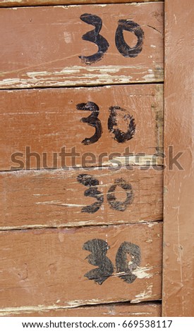 Number thirty information and indication, detail of a even number, address