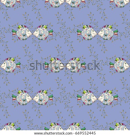 Ocean fish on colored background. Vector marine seamless pattern with cartoon colorful fishes. Vector illustration. Sea life summer background.