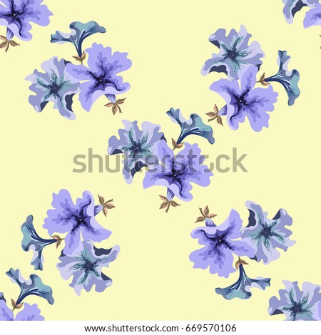 Flowering petunias seamless pattern
