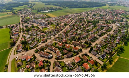 Aerial view of Neu-Ulm city. Germany.