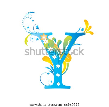 Decorative letter with swirls for design