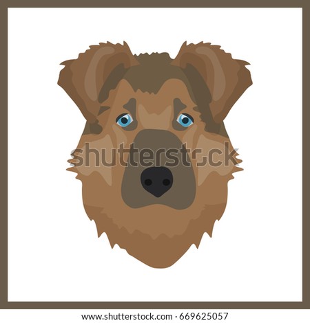 Icon with puppy. Vector illustration in flat style.