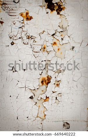 Metal sheet with rust and worn paint. Background. Metal. Wall. Floor. Old worn metal surface with paint. Rusty metal texture