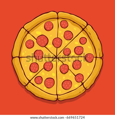 Vector pepperoni pizza Royalty-Free Stock Photo #669651724