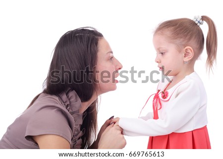 cute little girl with her young mom Royalty-Free Stock Photo #669765613