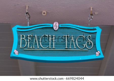 Blue Beach Tag Sign