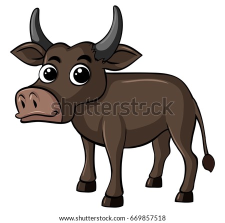 Buffalo with happy face illustration