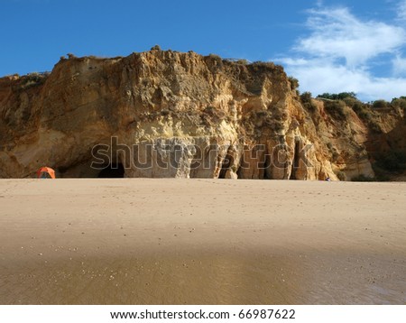 Colourful rocks and wonderful sands on the Algarve coast in Portugal