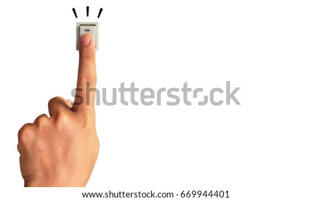Hands closing the switch Royalty-Free Stock Photo #669944401