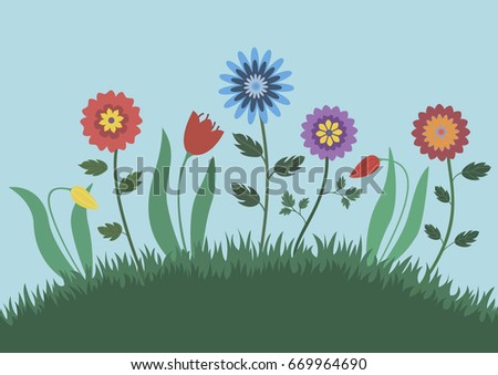 vector flowers on a glade/flowers on a glade