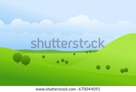 Green landscape and blue sky vector