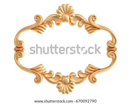 Gold frame on a white background. Isolated. 3D illustration